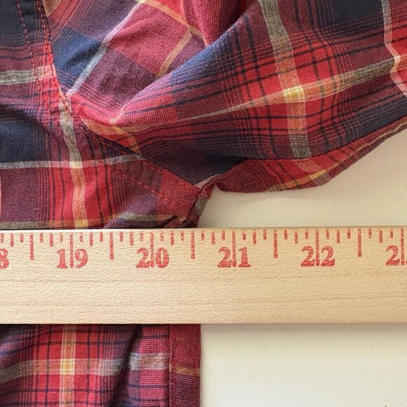 Mens Western Shirt M Red Black‎ Plaid Levi's Button up Long Sleeve Cowboy Ranch - Picture 7 of 9